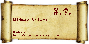 Widmer Vilmos névjegykártya